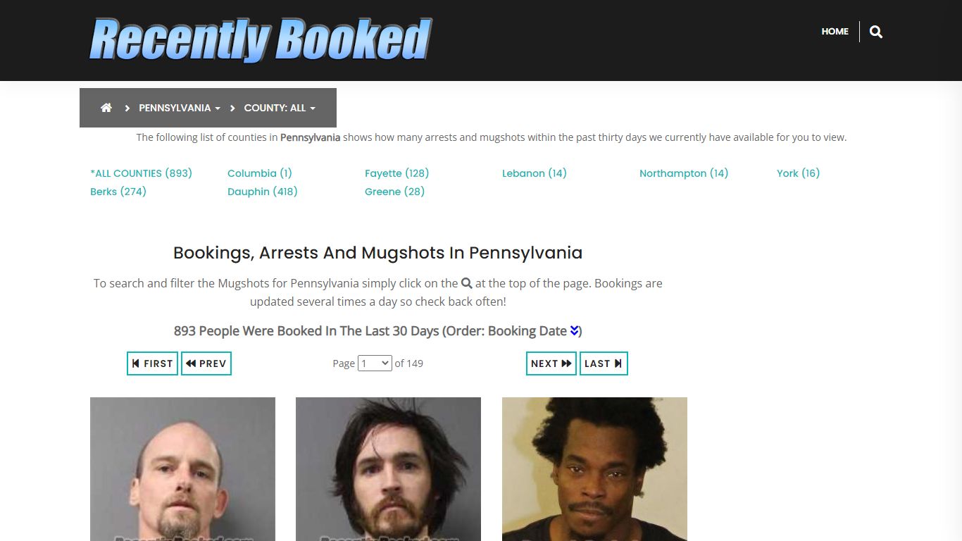 Recent bookings, Arrests, Mugshots in Pennsylvania - Recently Booked
