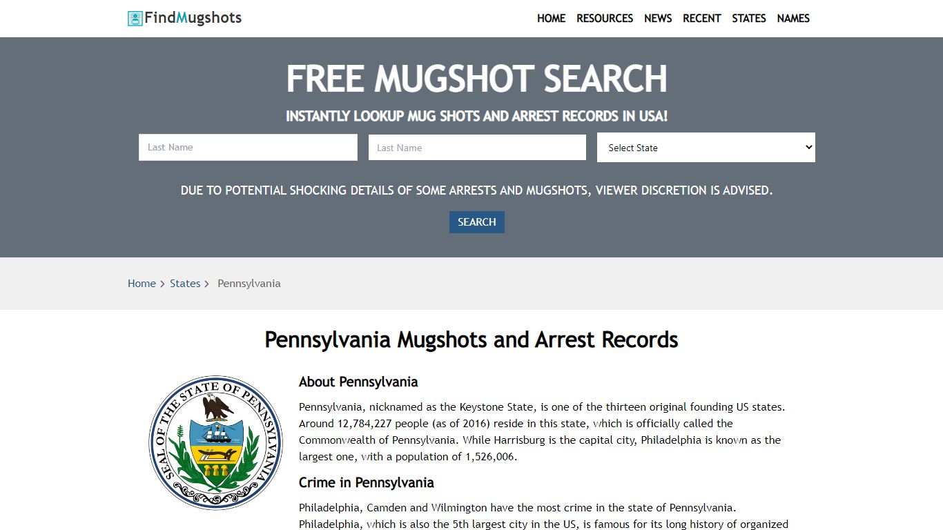 Find Pennsylvania Mugshots - Find Mugshots
